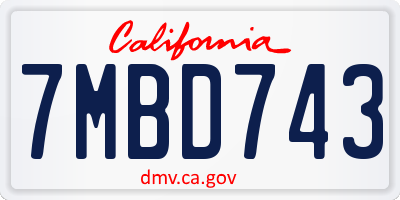 CA license plate 7MBD743