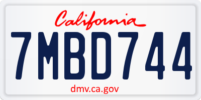 CA license plate 7MBD744