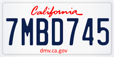 CA license plate 7MBD745