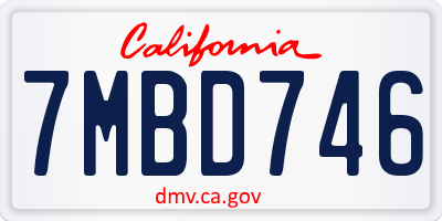 CA license plate 7MBD746
