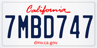CA license plate 7MBD747
