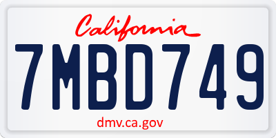 CA license plate 7MBD749