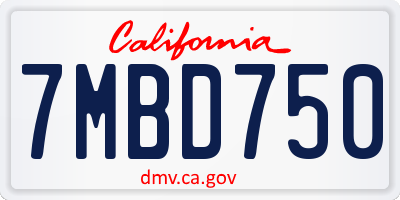 CA license plate 7MBD750