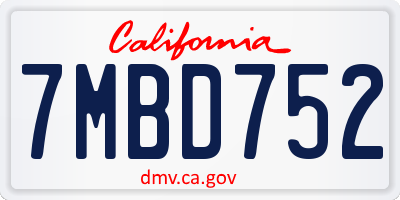 CA license plate 7MBD752