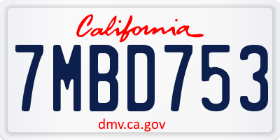 CA license plate 7MBD753