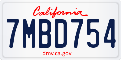 CA license plate 7MBD754