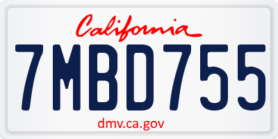 CA license plate 7MBD755