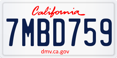 CA license plate 7MBD759