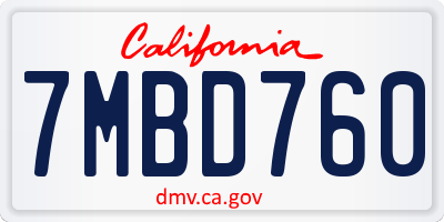 CA license plate 7MBD760