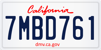 CA license plate 7MBD761