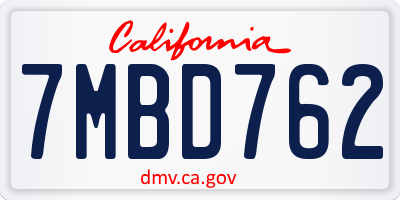 CA license plate 7MBD762