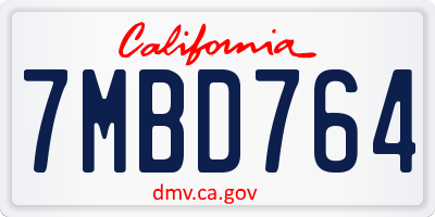 CA license plate 7MBD764