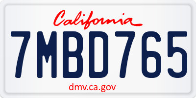 CA license plate 7MBD765
