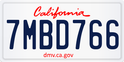 CA license plate 7MBD766
