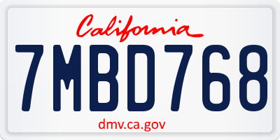 CA license plate 7MBD768