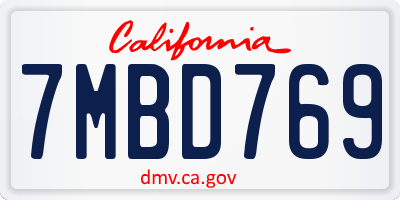 CA license plate 7MBD769