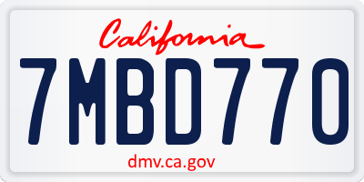 CA license plate 7MBD770