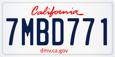 CA license plate 7MBD771