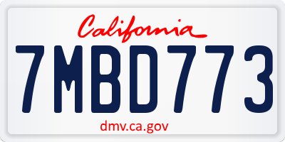 CA license plate 7MBD773