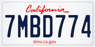 CA license plate 7MBD774