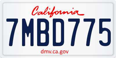 CA license plate 7MBD775