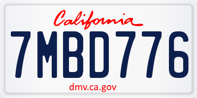 CA license plate 7MBD776