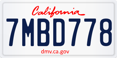CA license plate 7MBD778