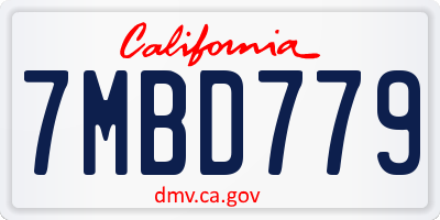 CA license plate 7MBD779