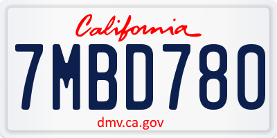 CA license plate 7MBD780