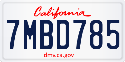 CA license plate 7MBD785