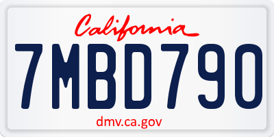 CA license plate 7MBD790