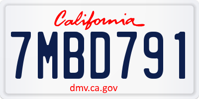 CA license plate 7MBD791