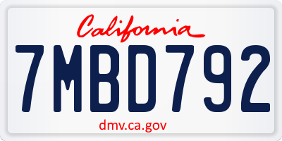 CA license plate 7MBD792