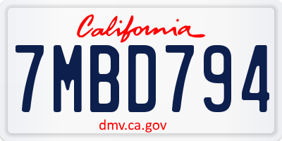 CA license plate 7MBD794