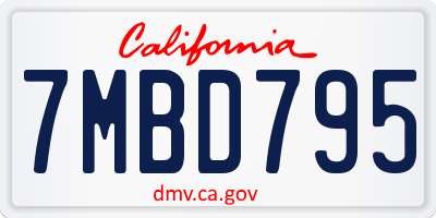 CA license plate 7MBD795