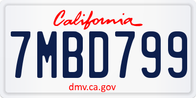 CA license plate 7MBD799