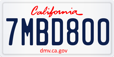 CA license plate 7MBD800