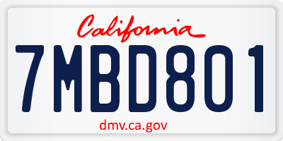 CA license plate 7MBD801