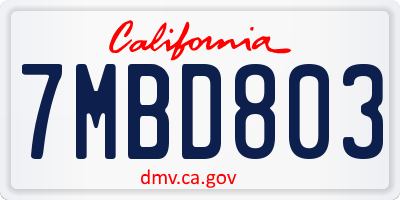 CA license plate 7MBD803