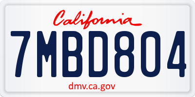 CA license plate 7MBD804