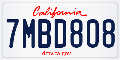 CA license plate 7MBD808