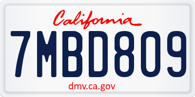 CA license plate 7MBD809