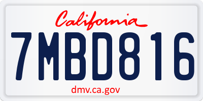 CA license plate 7MBD816