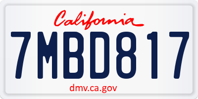 CA license plate 7MBD817