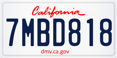 CA license plate 7MBD818
