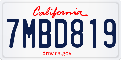 CA license plate 7MBD819