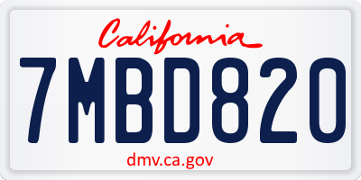 CA license plate 7MBD820