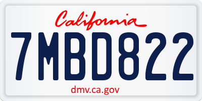CA license plate 7MBD822
