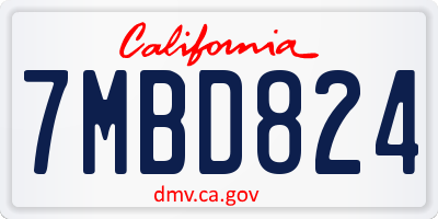 CA license plate 7MBD824