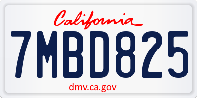 CA license plate 7MBD825